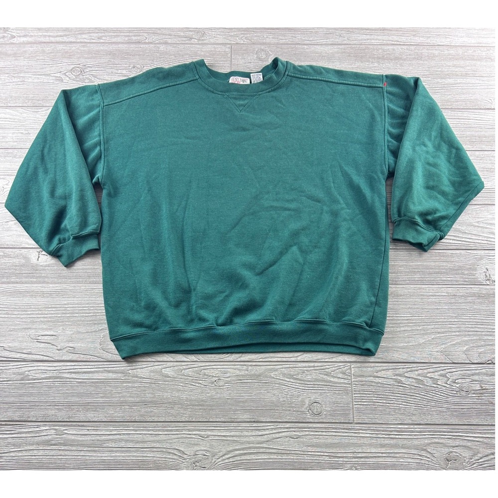 Lindsey Blake Sport Forest Green Crewneck Sweatshirt XL Vintage Style V-Stitch